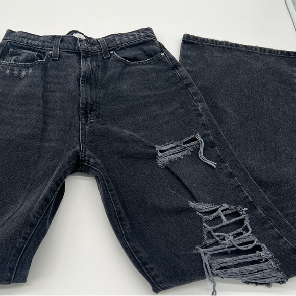 Y2K Charlotte Russe Melrose Black Distressed Wide-Leg Jeans – Grunge 2000s Style - Picture 3 of 10